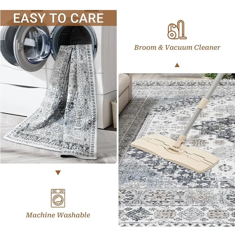 Tapis Floral Rétro Lavable Machine et Doux – Référence : 483216