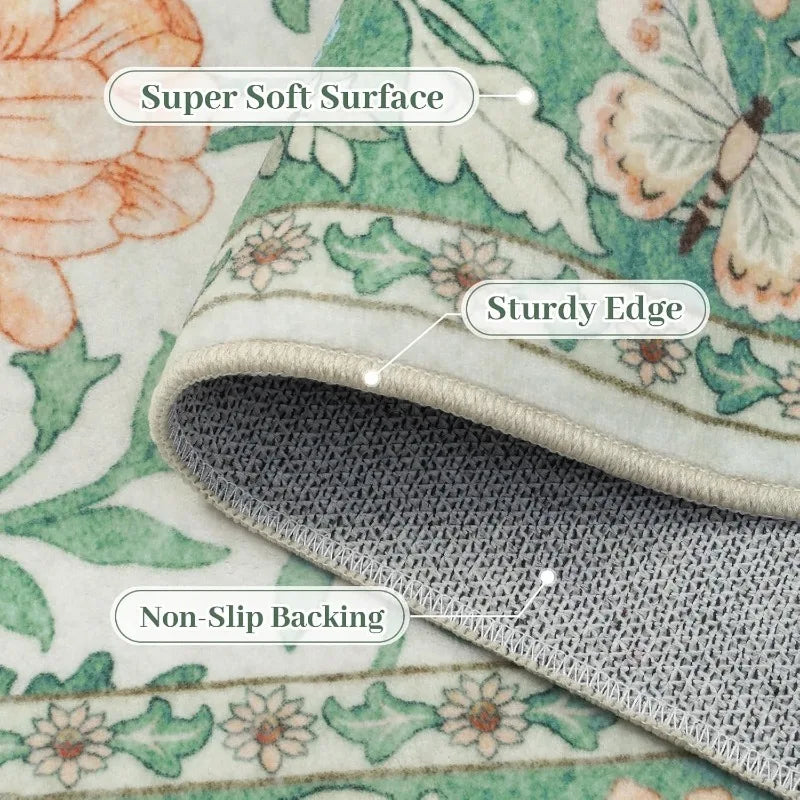 Tapis Floral Papillon Doux et Antidérapant – Référence : 748392