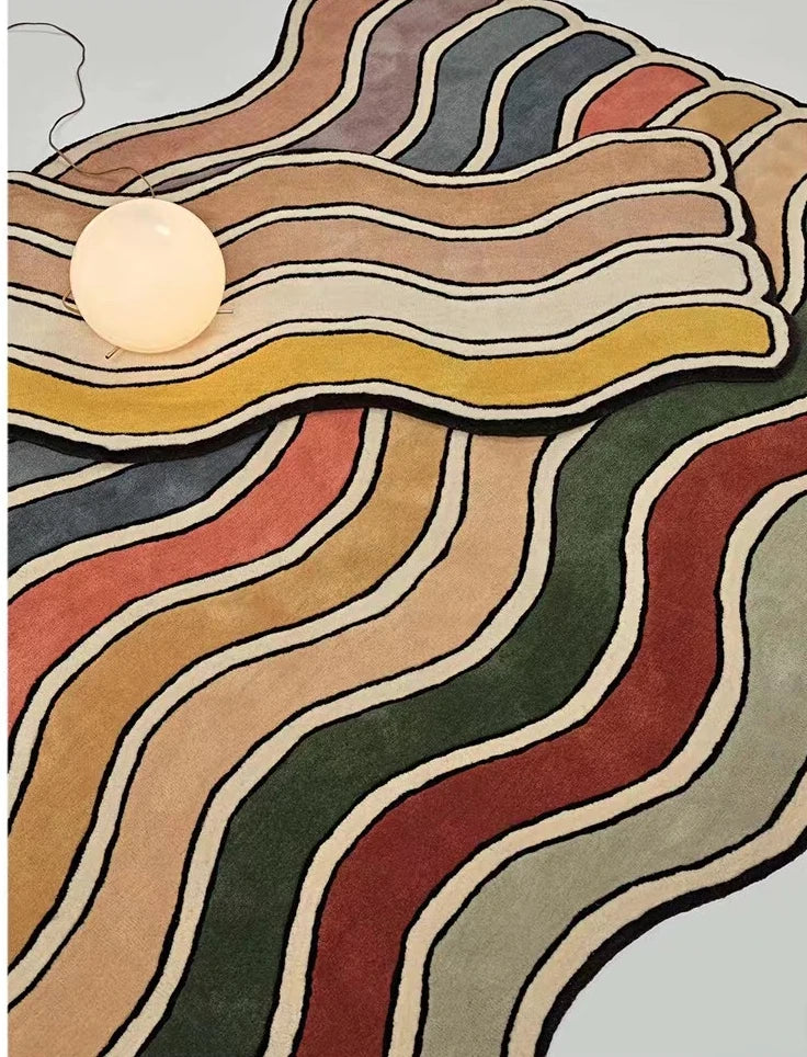 Tapis Géométrique Arc-en-Ciel Doux et Antidérapant – Référence : 482356