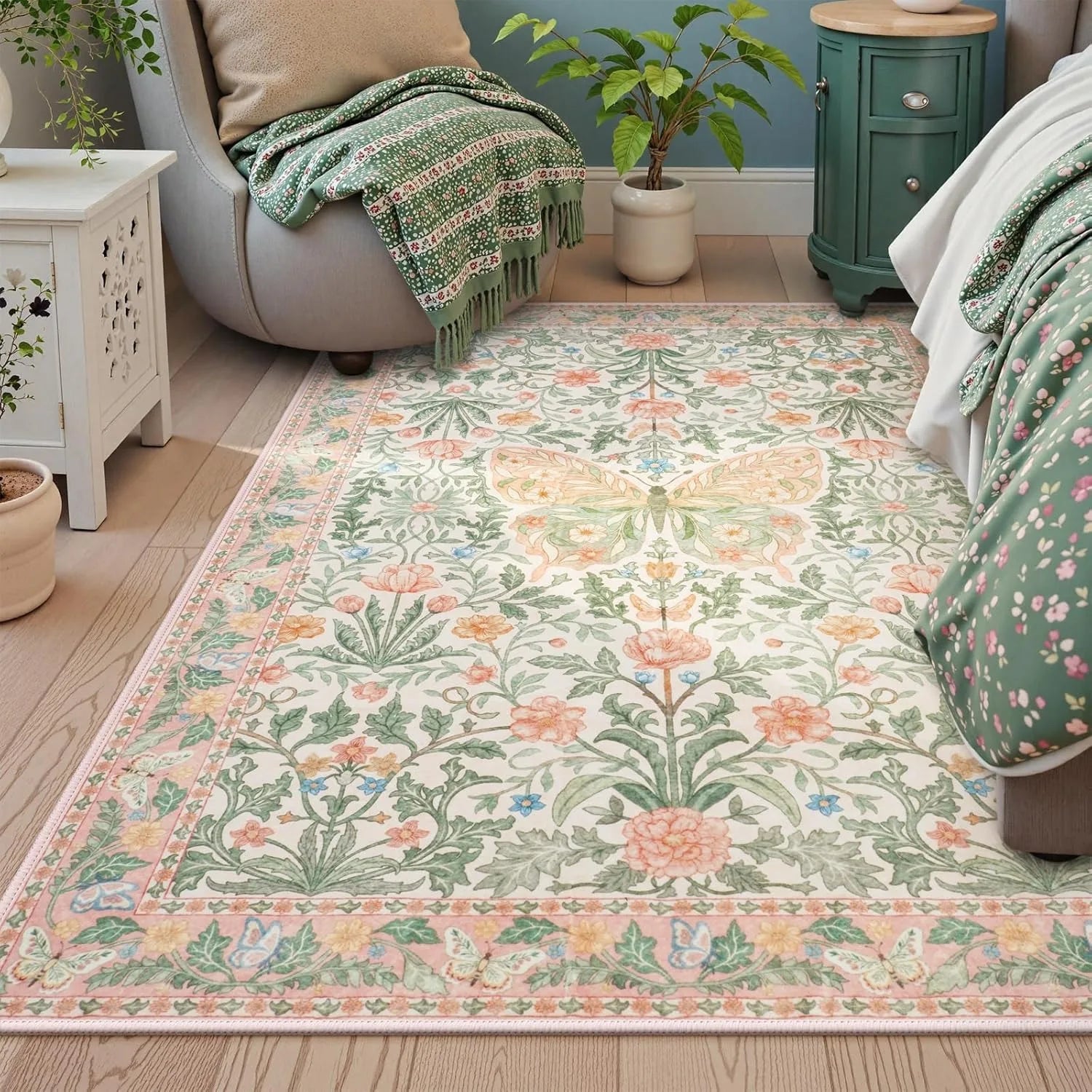 Tapis Floral Papillon Doux et Antidérapant – Référence : 748392