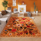 Tapis Floral Rétro Lavable Machine et Doux – Référence : 483216