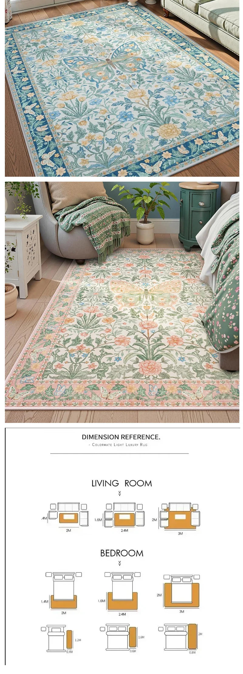 Tapis Floral Papillon Doux et Antidérapant – Référence : 582374