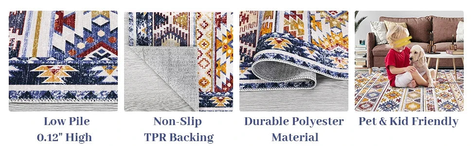 Tapis Floral Rétro Doux et Antidérapant – Référence : 582470