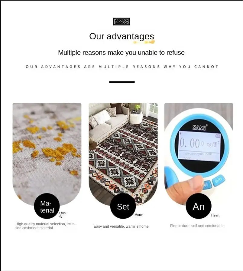 Tapis Bohème / Oriental Résistant à la Saleté et Doux – Référence : 456732