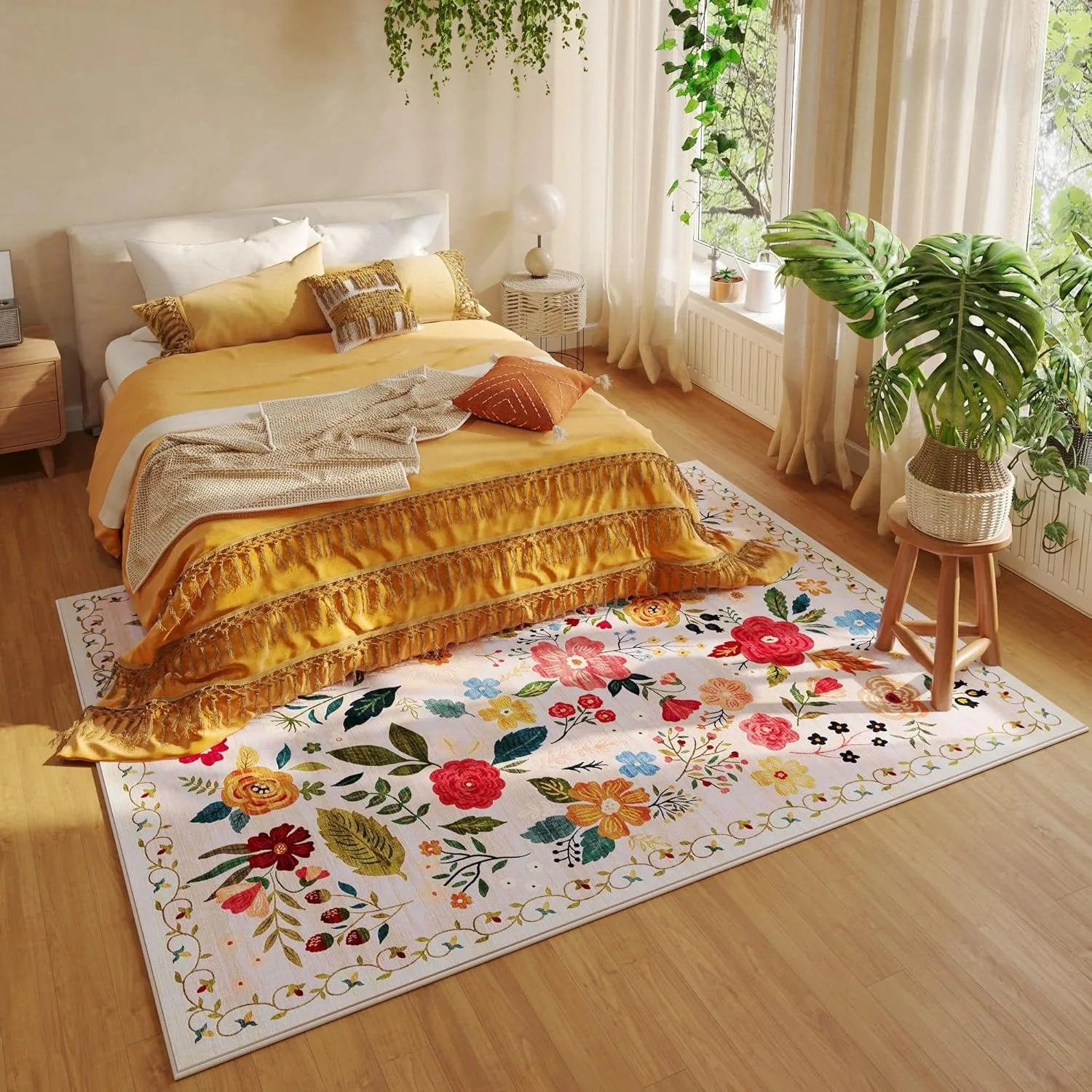 Tapis Floral Rétro Doux et Antidérapant – Référence : 582470