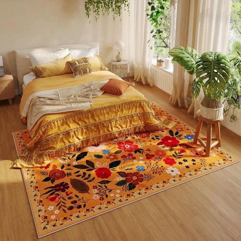 Tapis Floral Rétro Lavable Machine et Doux – Référence : 483216