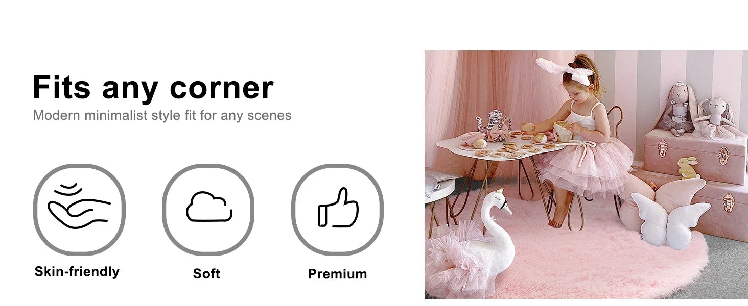 Tapis Rond Confort Doux et élégant pour Chambre Fille – Référence : 374589