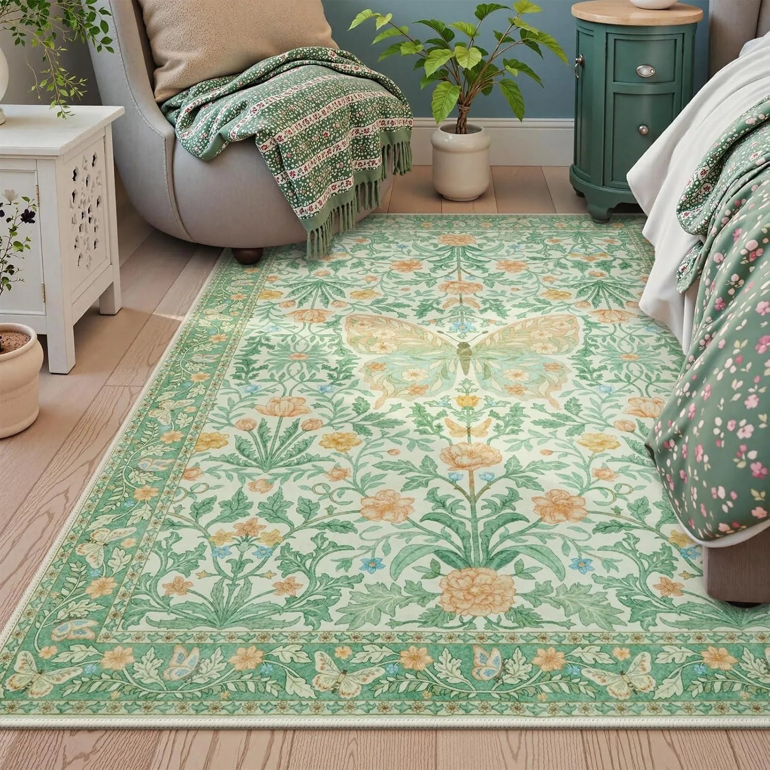 Tapis Floral Papillon Doux et Antidérapant – Référence : 582374
