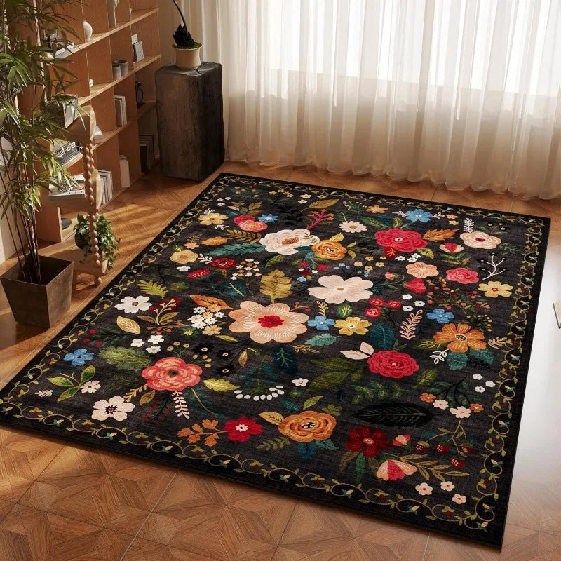 Tapis Floral Rétro Lavable Machine et Doux – Référence : 483216