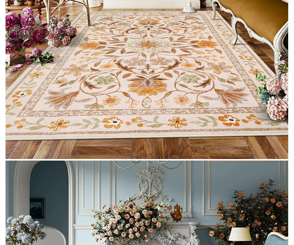 Tapis Floral Doux et Lavable en Machine – Référence : 738495