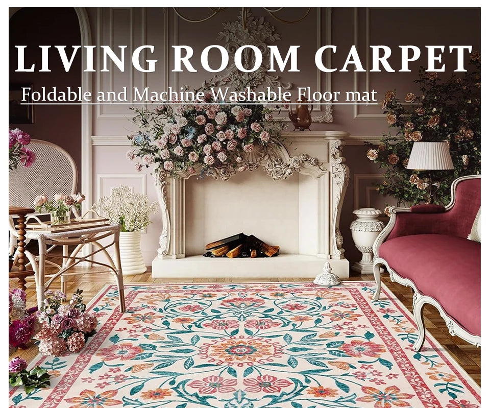 Tapis Floral Doux et Lavable en Machine – Référence : 738495