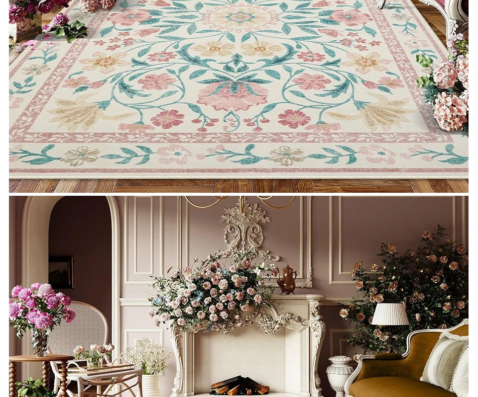 Tapis Floral Doux et Lavable en Machine – Référence : 738495