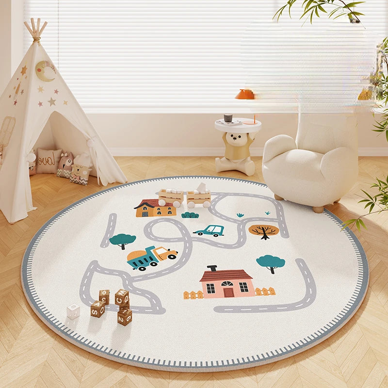 Tapis Rond Enfant – Référence : 104693 Peluche Doux Lavable