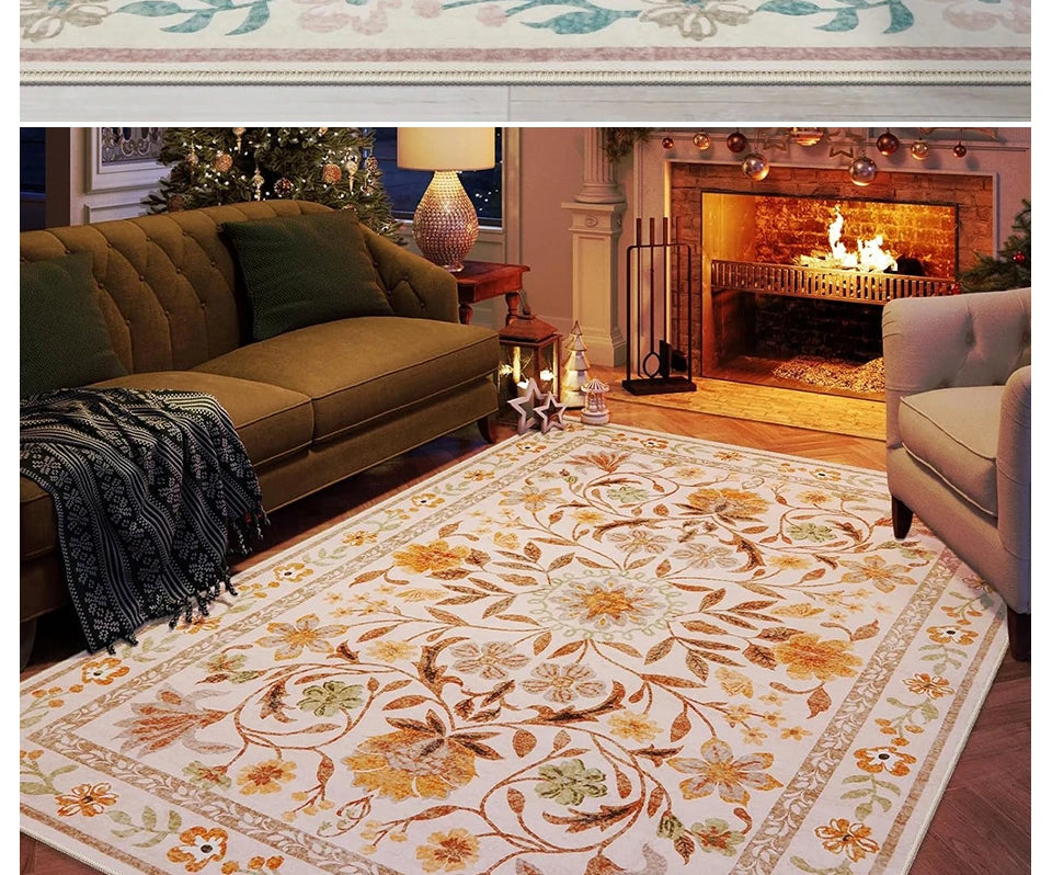 Tapis Floral Doux et Lavable en Machine – Référence : 738495