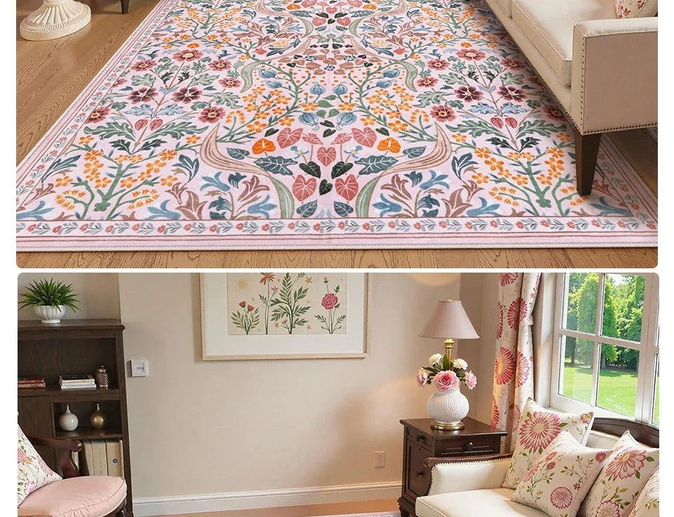 Tapis Floral Doux et Coloré pour Salon – Référence : 578294
