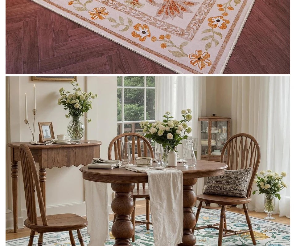 Tapis Floral Doux et Lavable en Machine – Référence : 738495