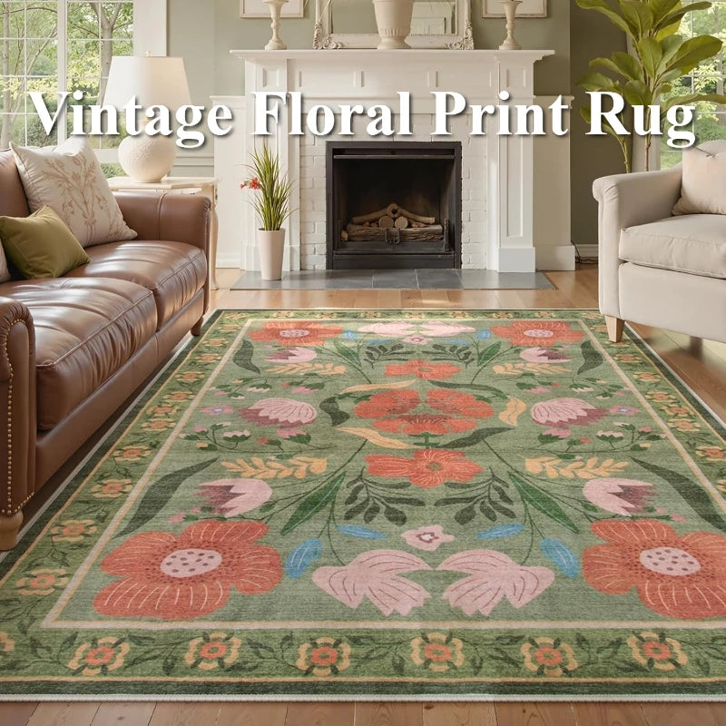 Tapis Floral Rose Rétro et Pratique – Référence : 483721