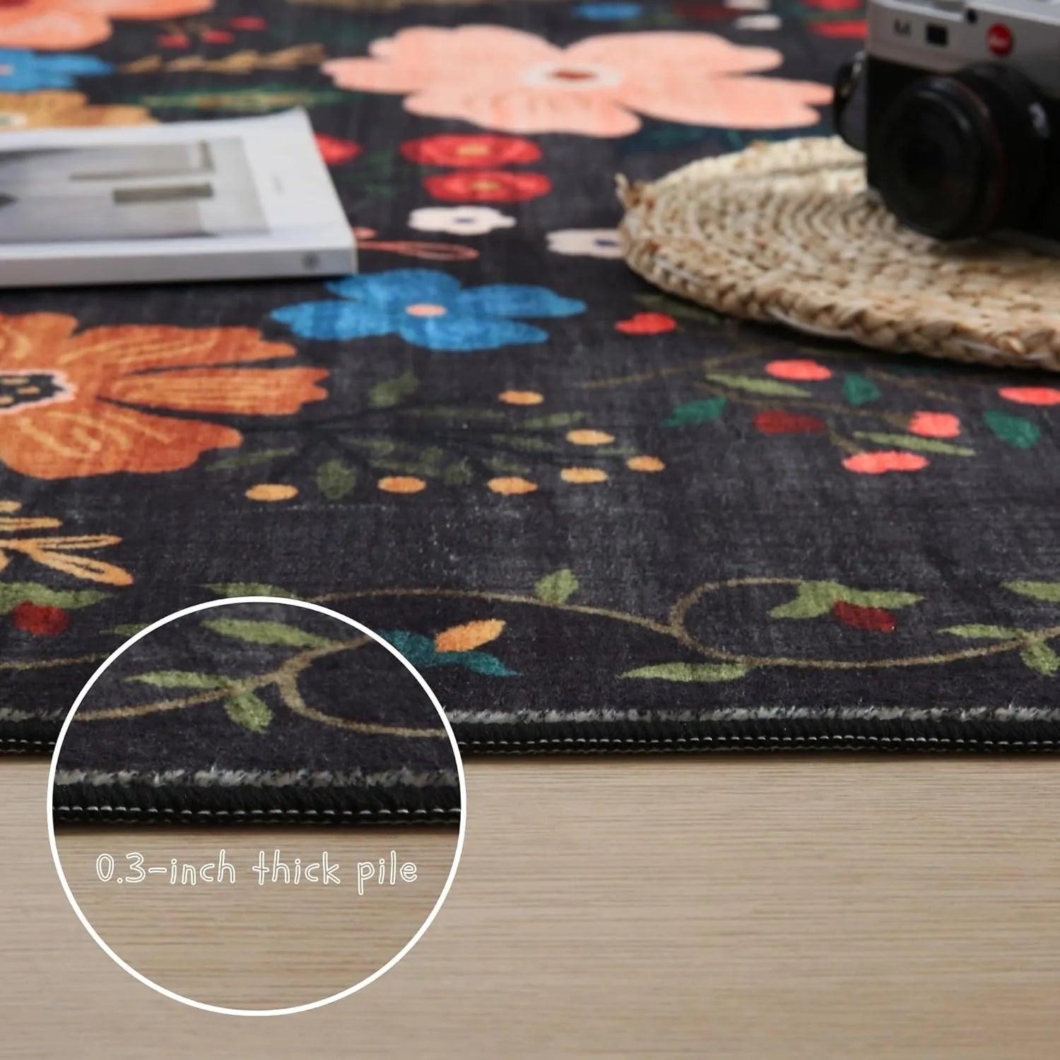 Tapis Floral Rétro Doux et Antidérapant – Référence : 582470