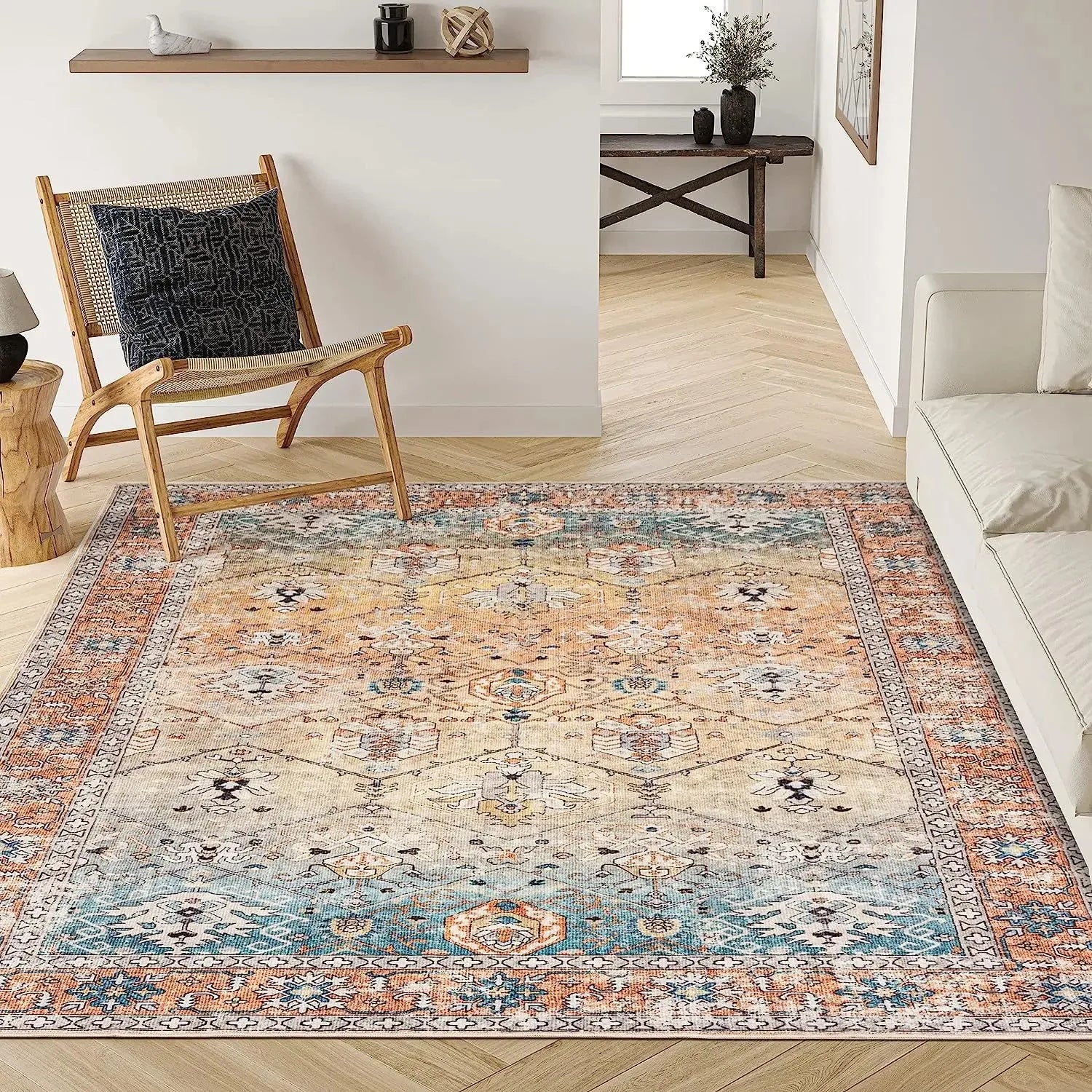 Tapis Bohème / Oriental Vintage et Antidérapant – Référence : 485132