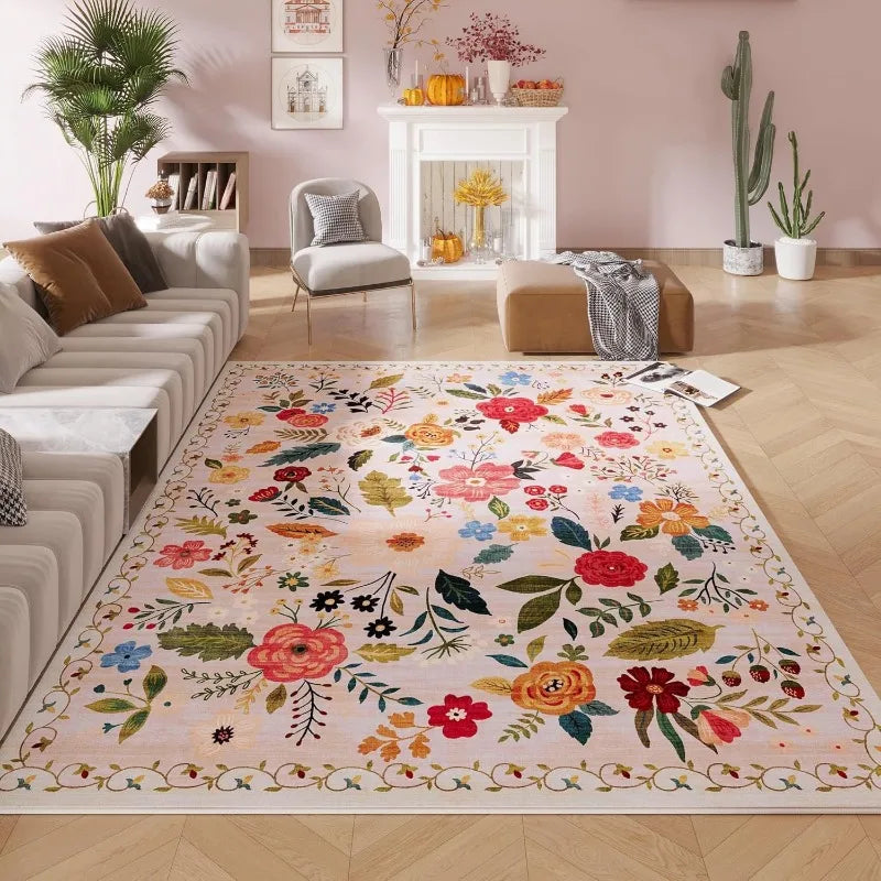 Tapis Floral Rétro Doux et Antidérapant – Référence : 582470