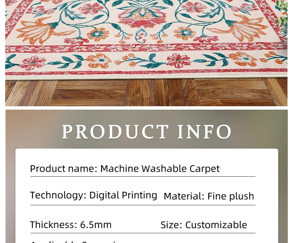 Tapis Floral Doux et Lavable en Machine – Référence : 738495