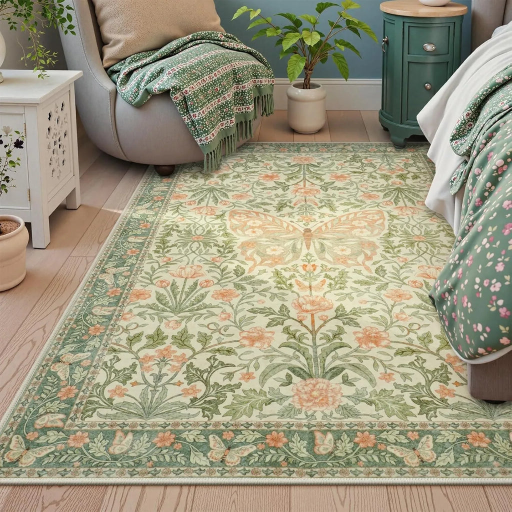 Tapis Floral Papillon Doux et Antidérapant – Référence : 748392