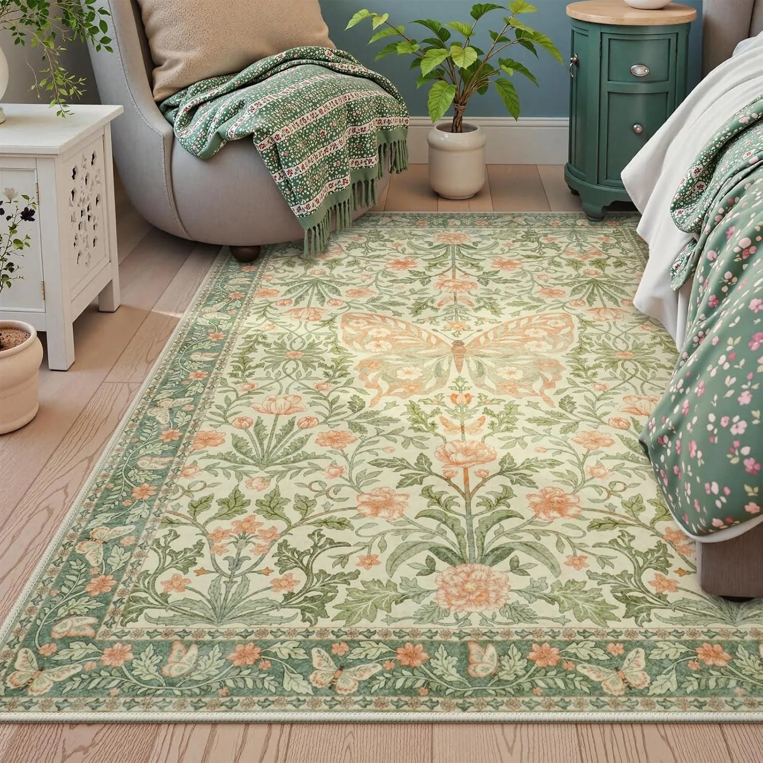 Tapis Floral Papillon Doux et Antidérapant – Référence : 748392