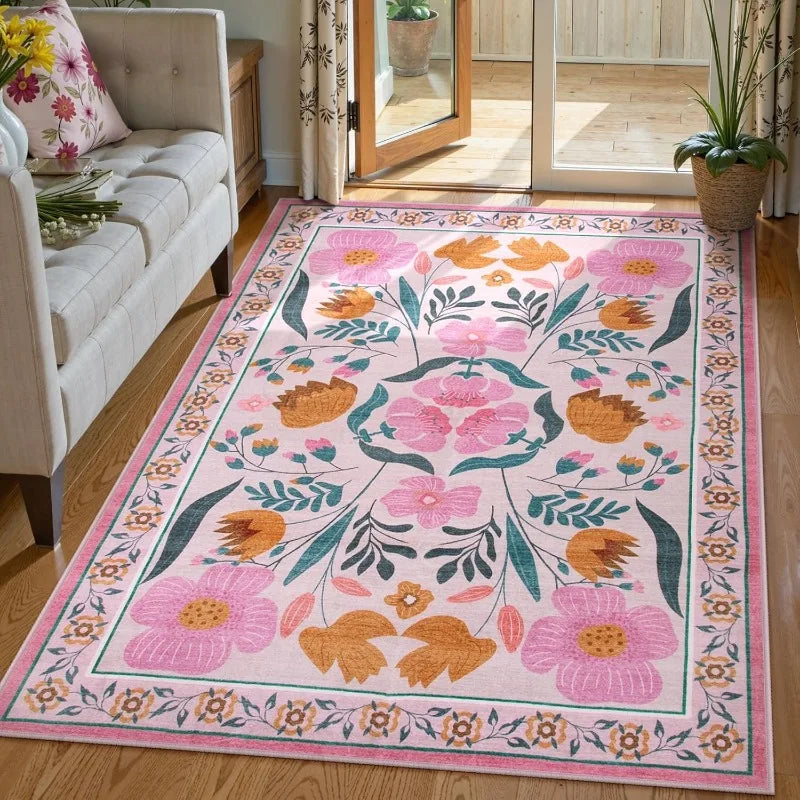 Tapis Floral Rose et Rétro – Référence : 482731