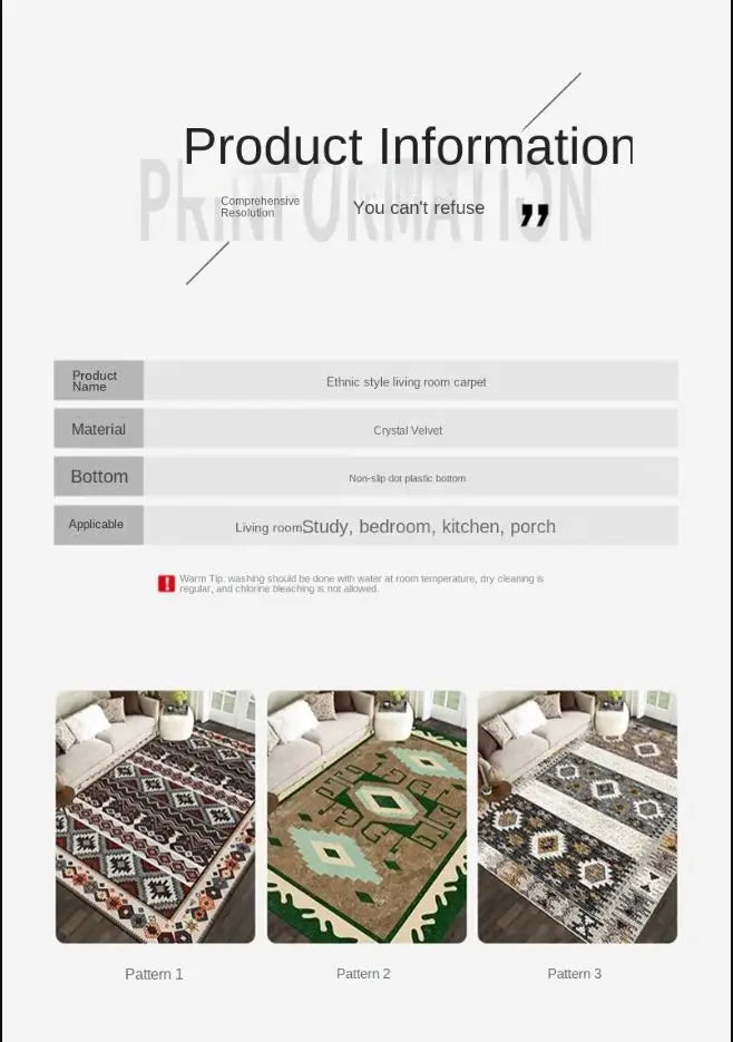 Tapis Bohème / Oriental Velours Cristal Résistant à la Saleté – Référence : 342518