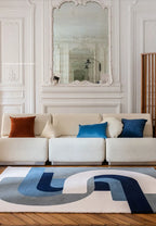 Tapis Géométrique Doux et Strié pour Salon – Référence : 462815