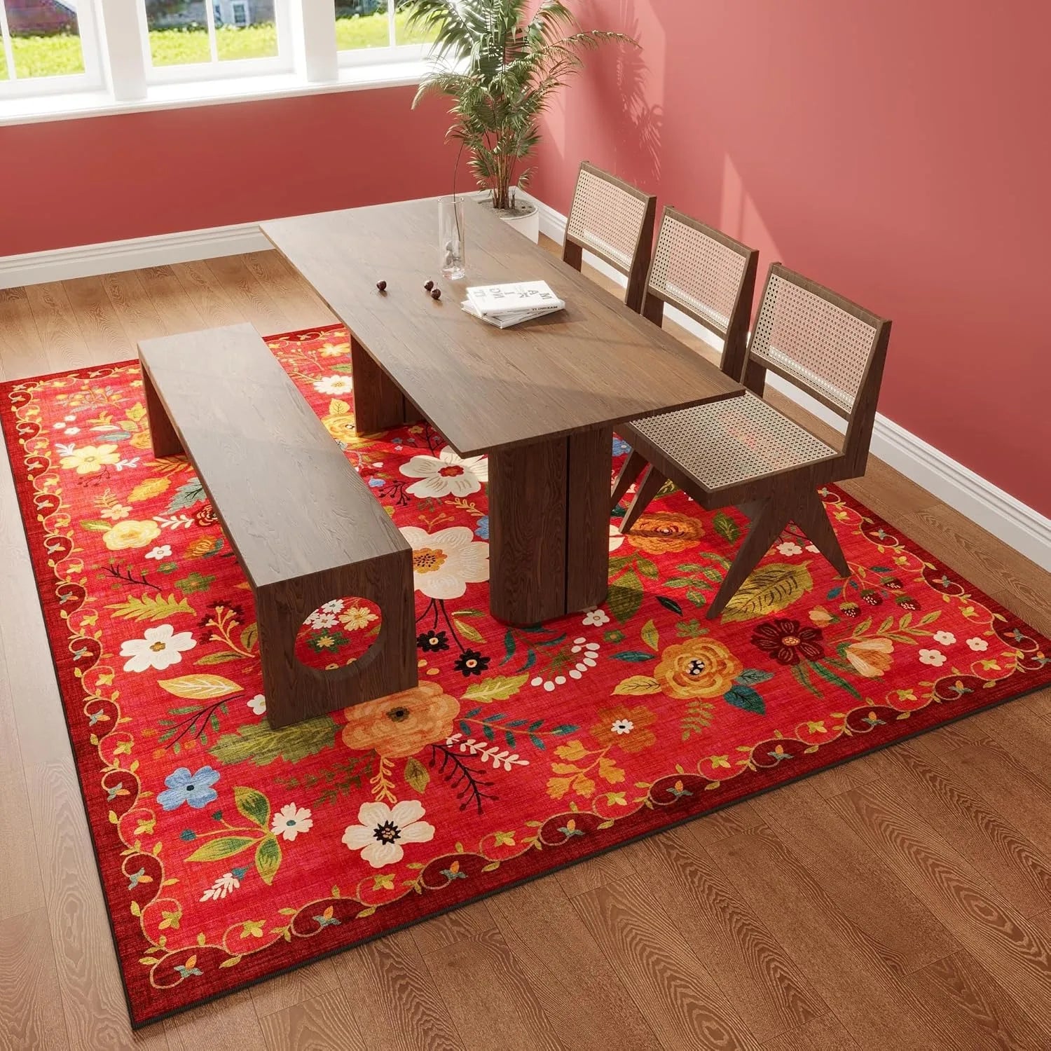 Tapis Floral Rétro Doux et Antidérapant – Référence : 582470