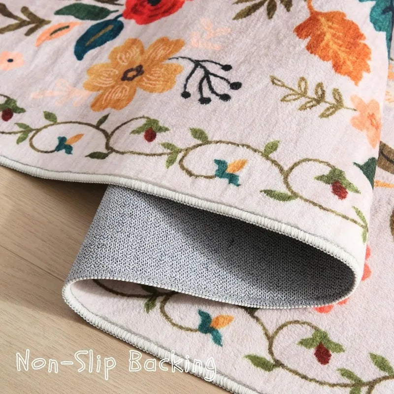 Tapis Floral Rétro Lavable Machine et Doux – Référence : 483216