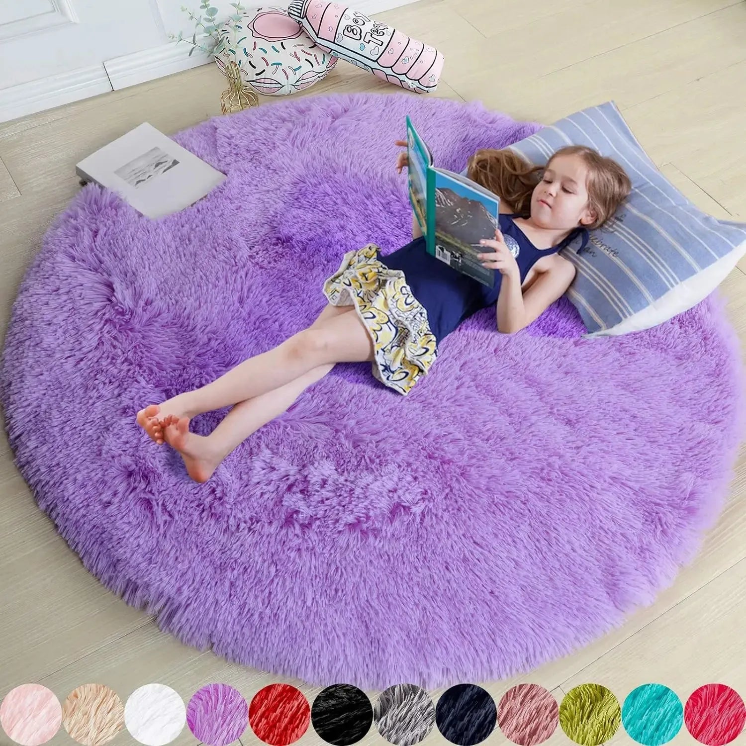 Tapis Rond Confort Doux et élégant pour Chambre Fille – Référence : 374589