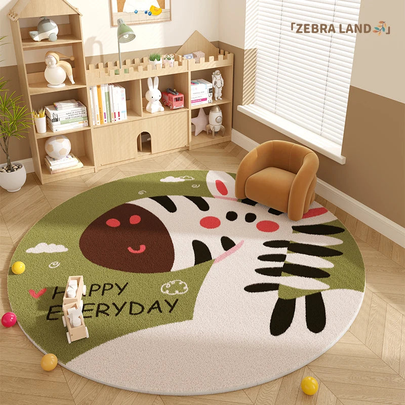 Tapis Rond Enfant – Référence : 104693 Peluche Doux Lavable