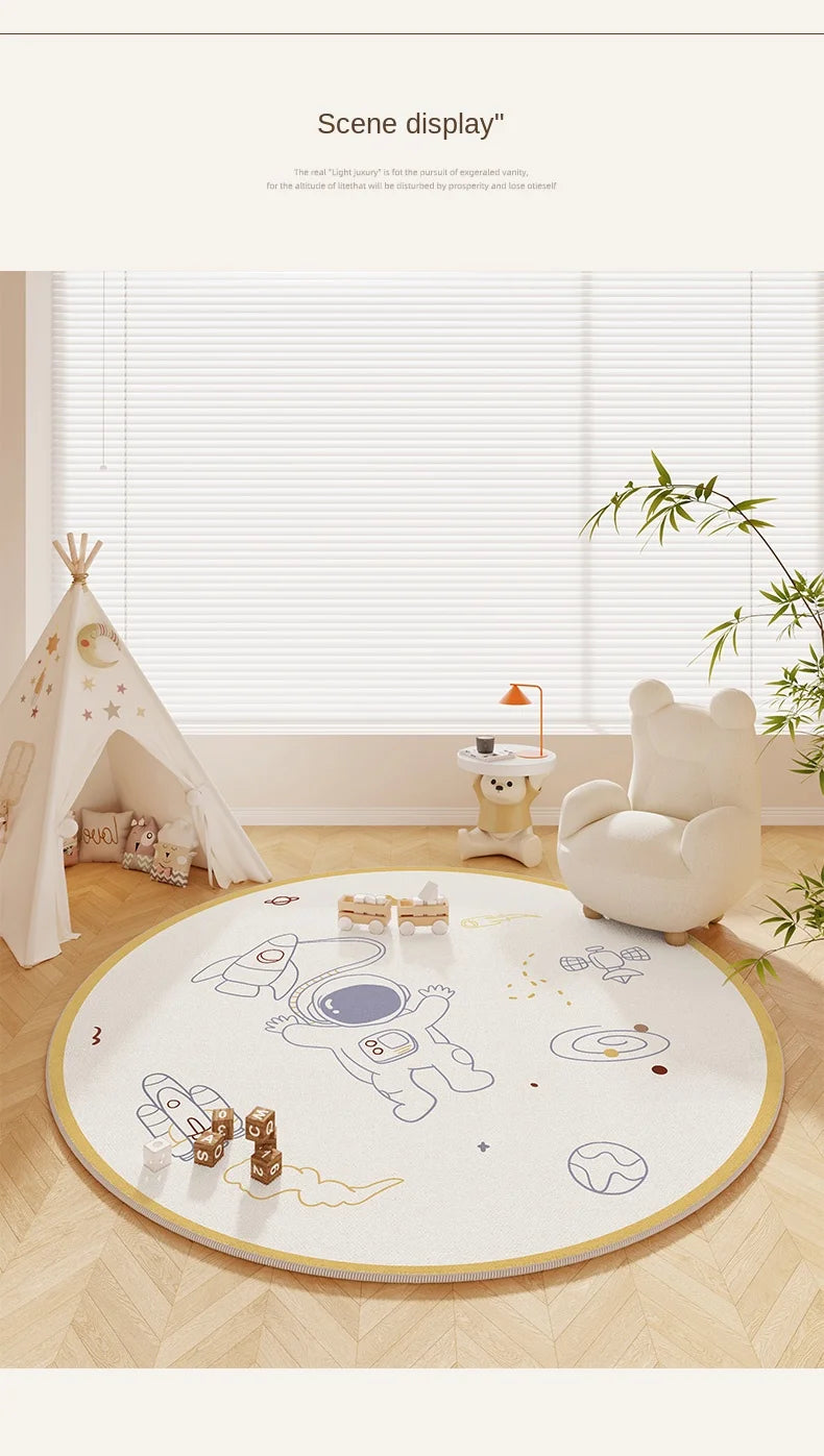 Tapis Rond Enfant – Référence : 104693 Peluche Doux Lavable