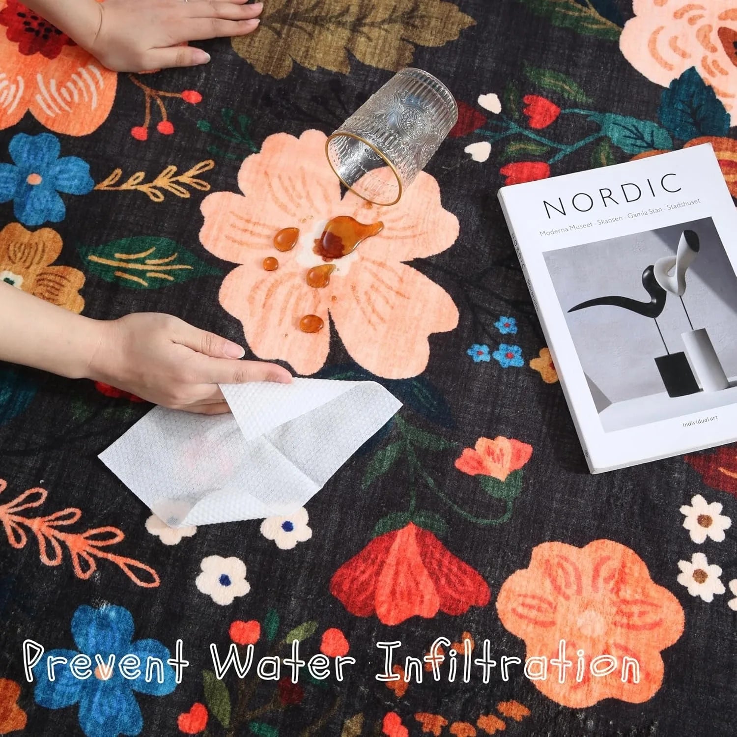Tapis Floral Rétro Lavable Machine et Doux – Référence : 483216