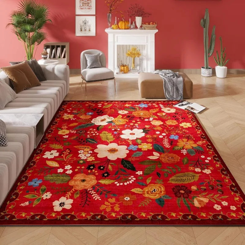 Tapis Floral Rétro Lavable Machine et Doux – Référence : 483216