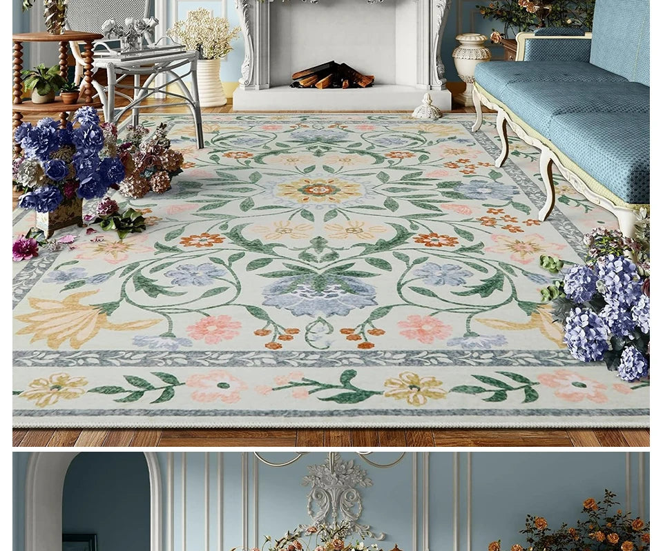 Tapis Floral Doux et Lavable en Machine – Référence : 738495