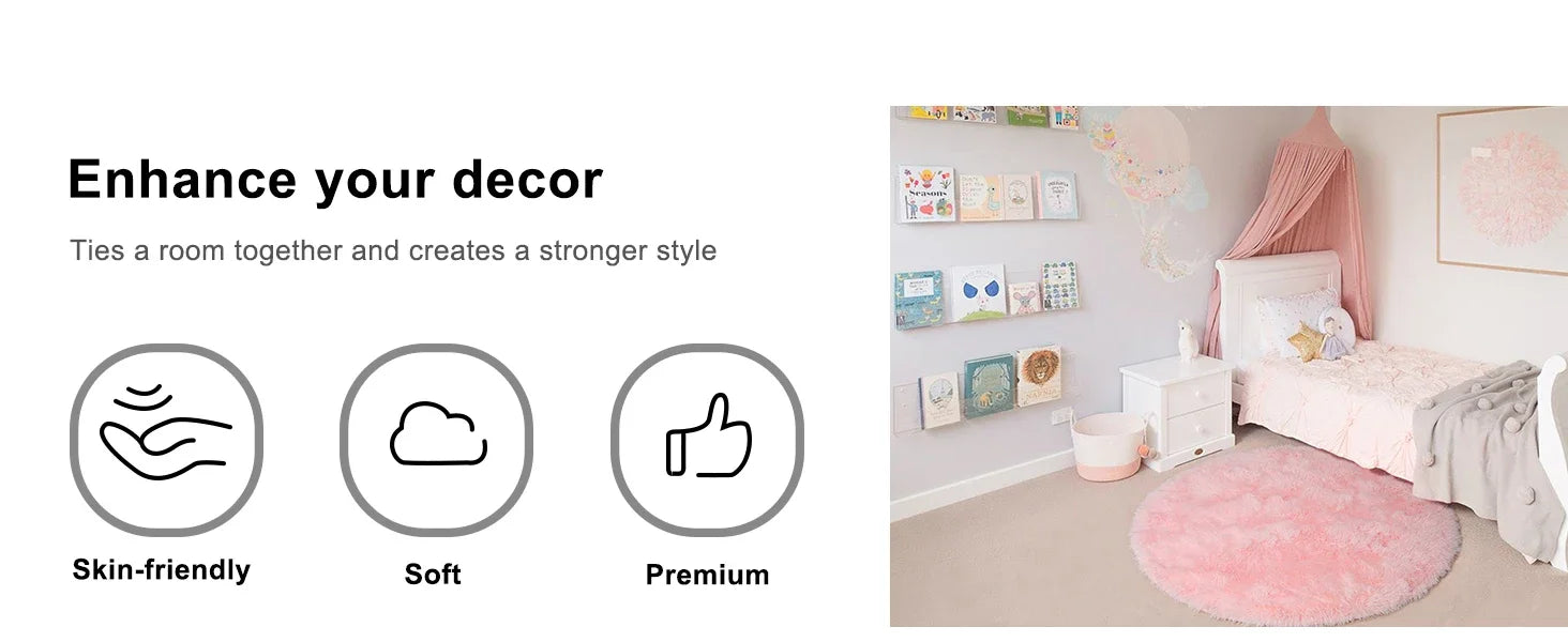 Tapis Rond Confort Doux et élégant pour Chambre Fille – Référence : 374589