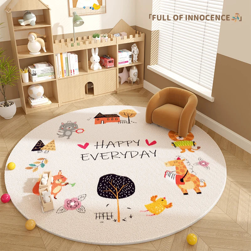Tapis Rond Enfant – Référence : 104693 Peluche Doux Lavable