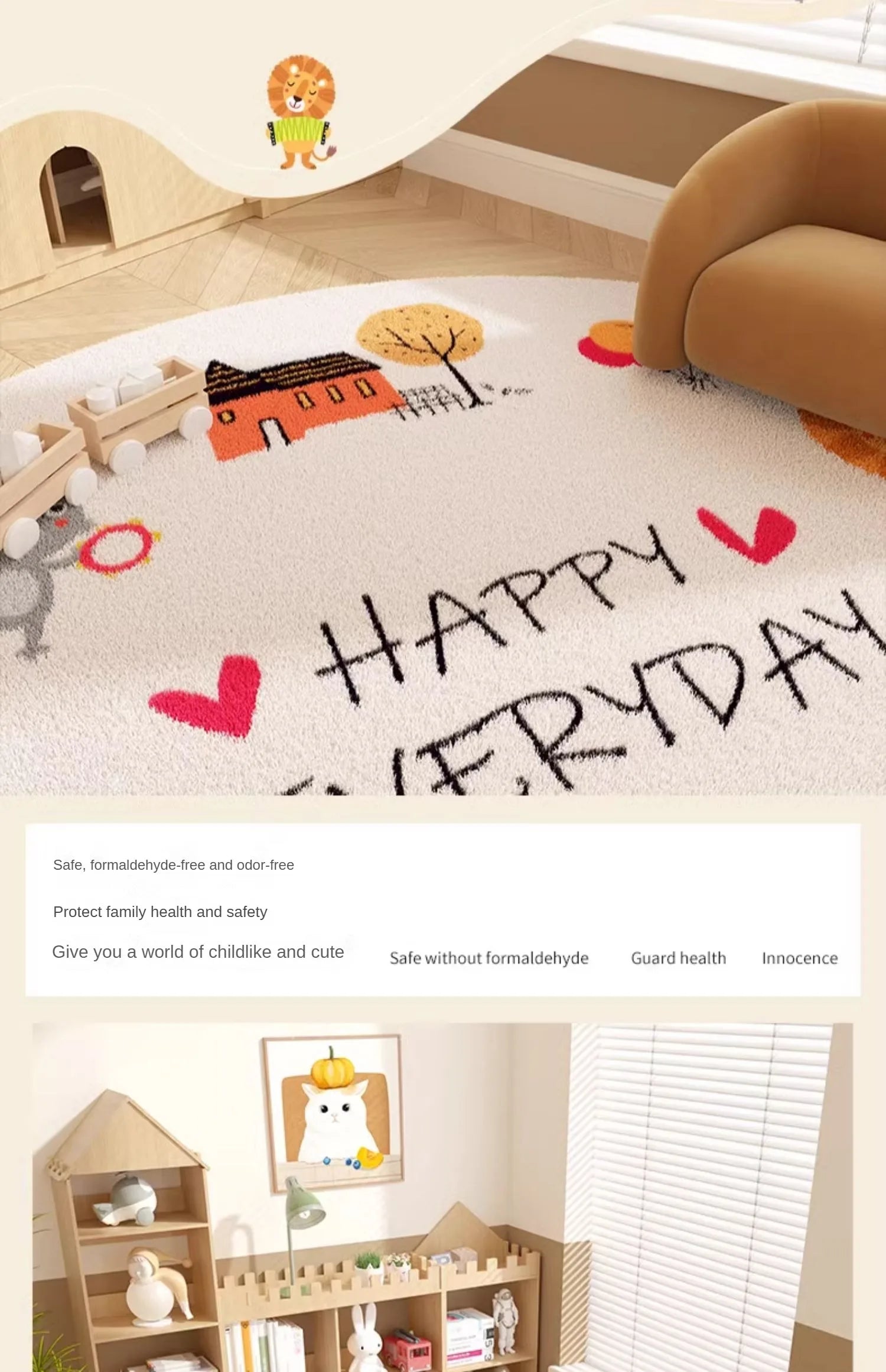 Tapis Rond Enfant Doux et Lavable – Référence : 104693