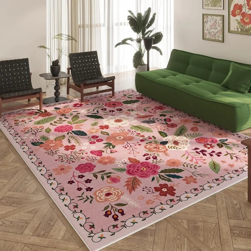 Tapis Floral Rétro Lavable Machine et Doux – Référence : 483216
