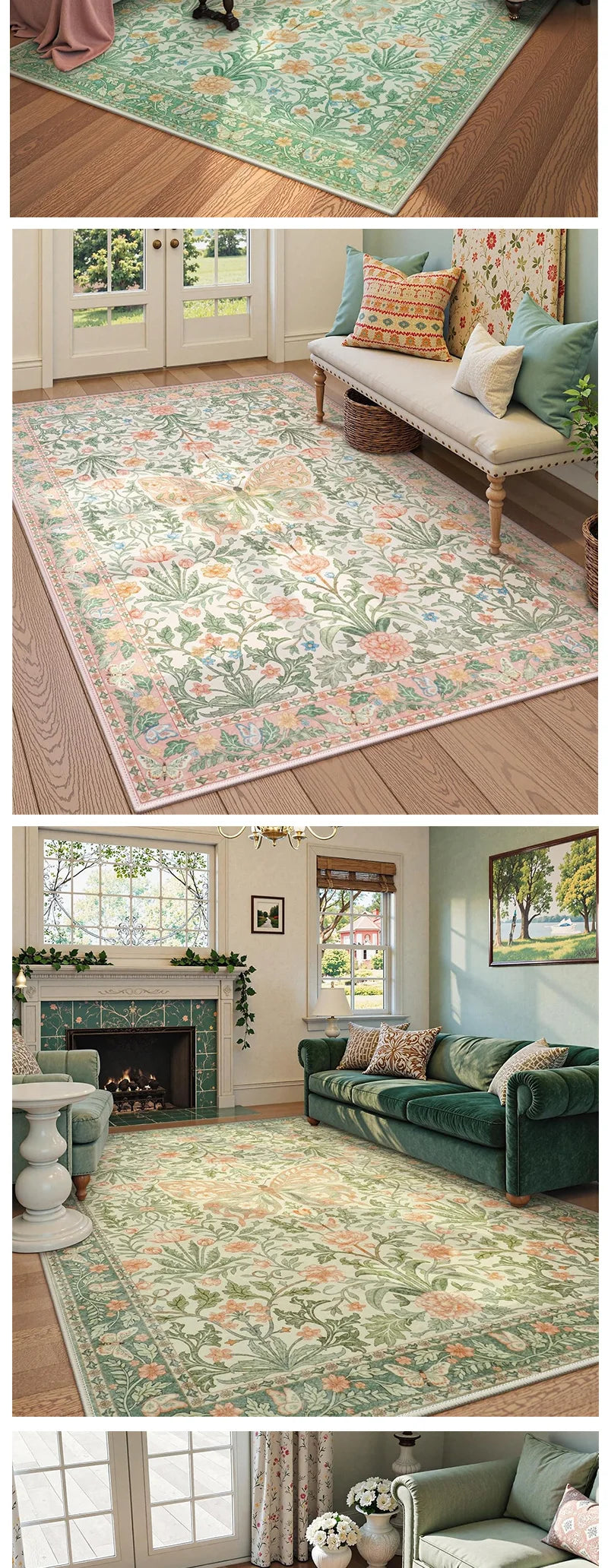Tapis Floral Papillon Doux et Antidérapant – Référence : 748392