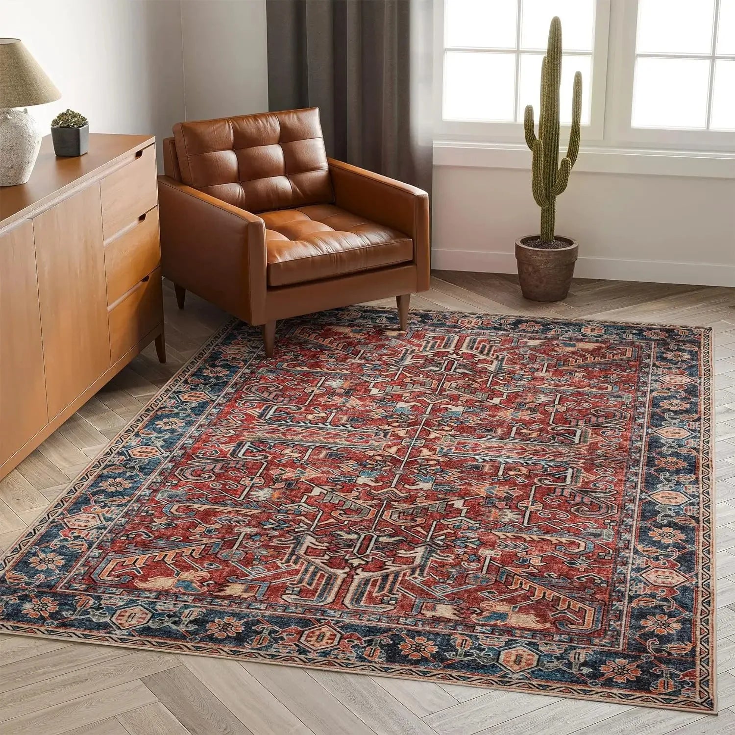 Tapis Bohème / Oriental Vintage et Antidérapant – Référence : 547812