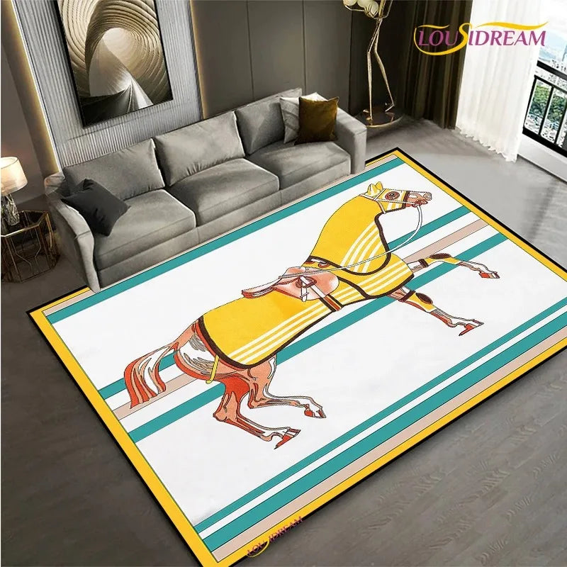 Tapis Horse / Hermes – Référence: 104693 Cadre Ethnique 3D