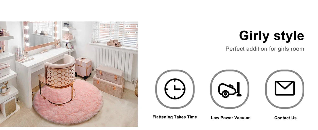 Tapis Rond Confort Douillet en Soie Rose – Référence : 123456