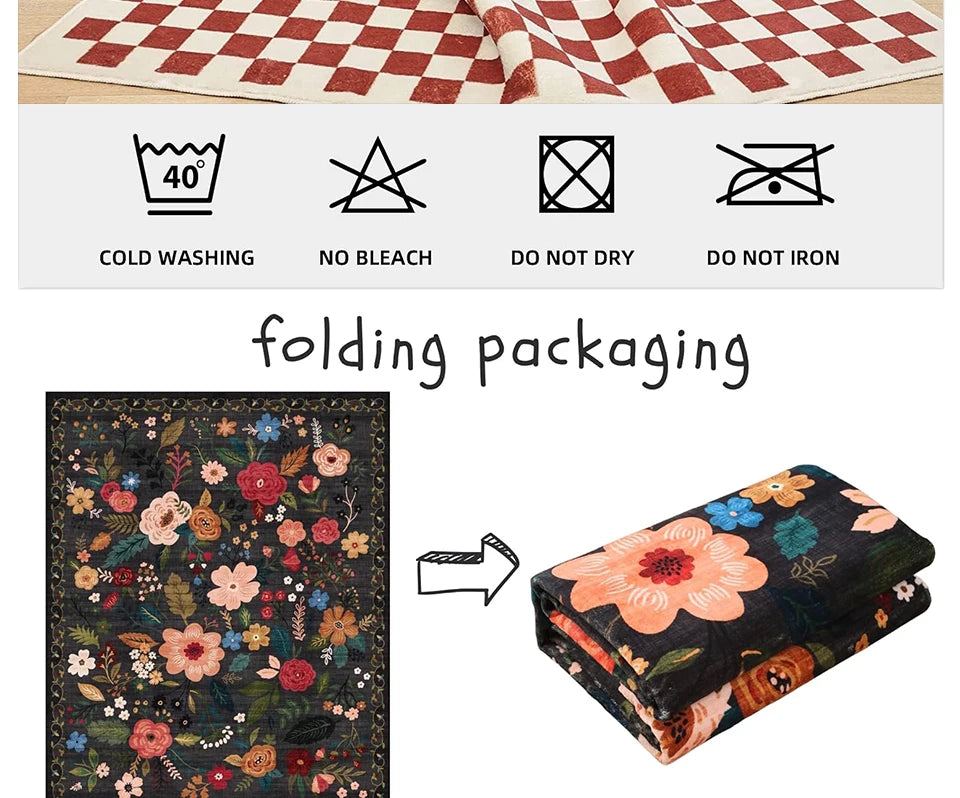 Tapis Floral Doux et Lavable en Machine – Référence : 738495