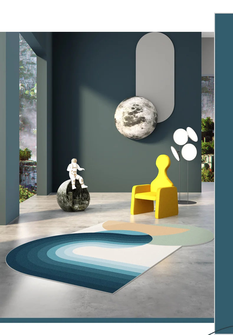 Tapis Géométrique Doux et Strié pour Salon – Référence : 462815