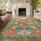 Tapis Floral Rose Rétro et Pratique – Référence : 483721