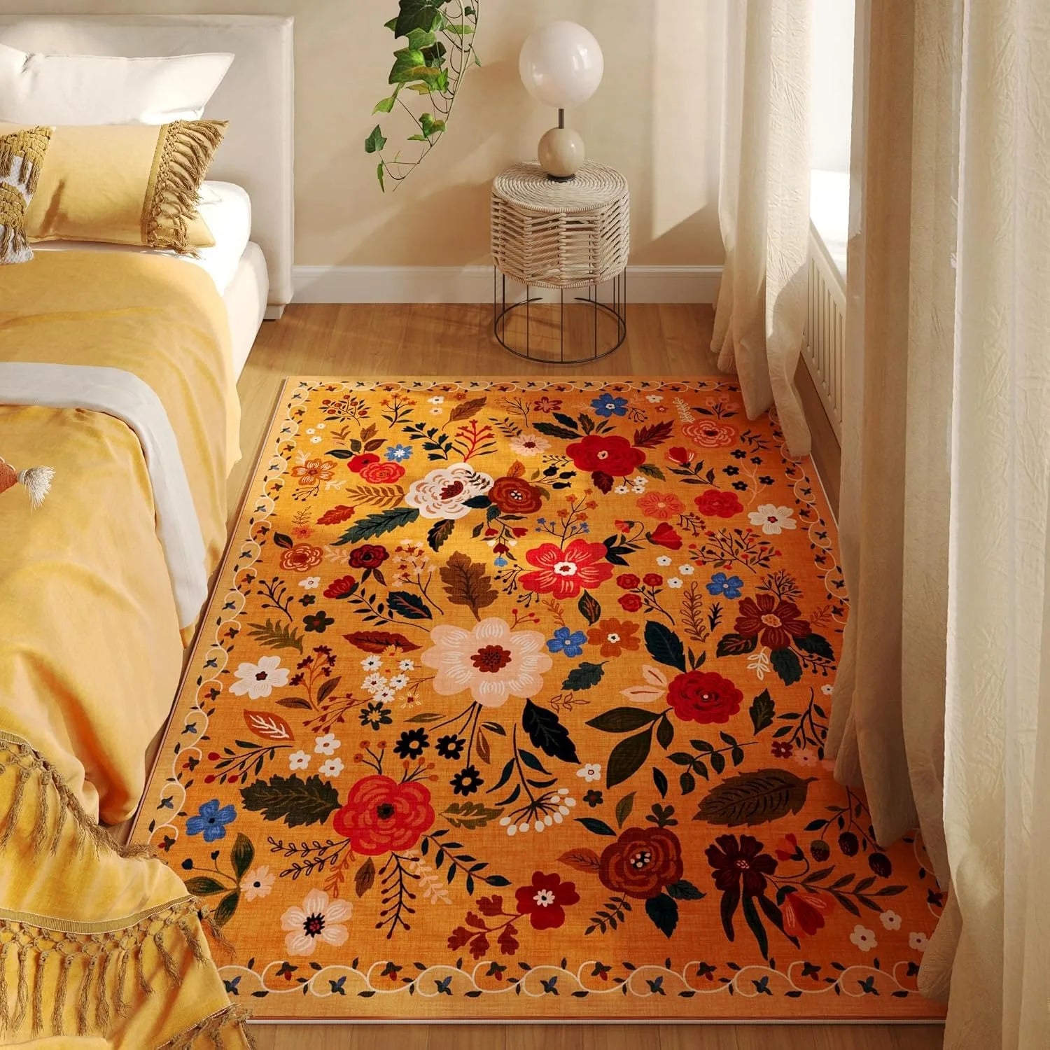 Tapis Floral Rétro Doux et Antidérapant – Référence : 582470